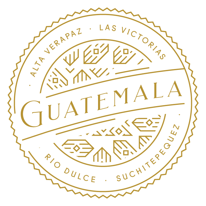Guatemala cacao regions stamp featuring Alta Verapaz, Las Victorias, Río Dulce and Suchitepéquez
